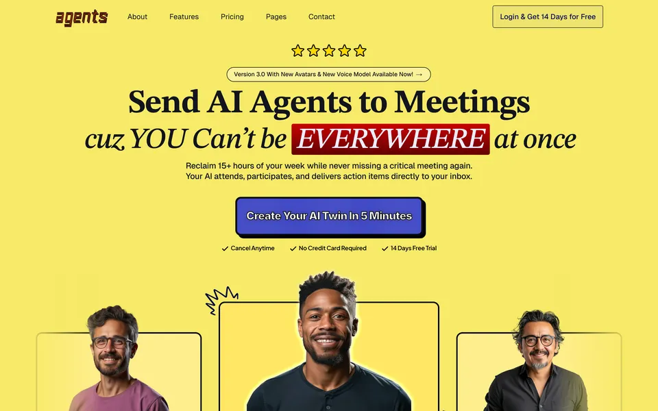 AI Agents Meetings landing page