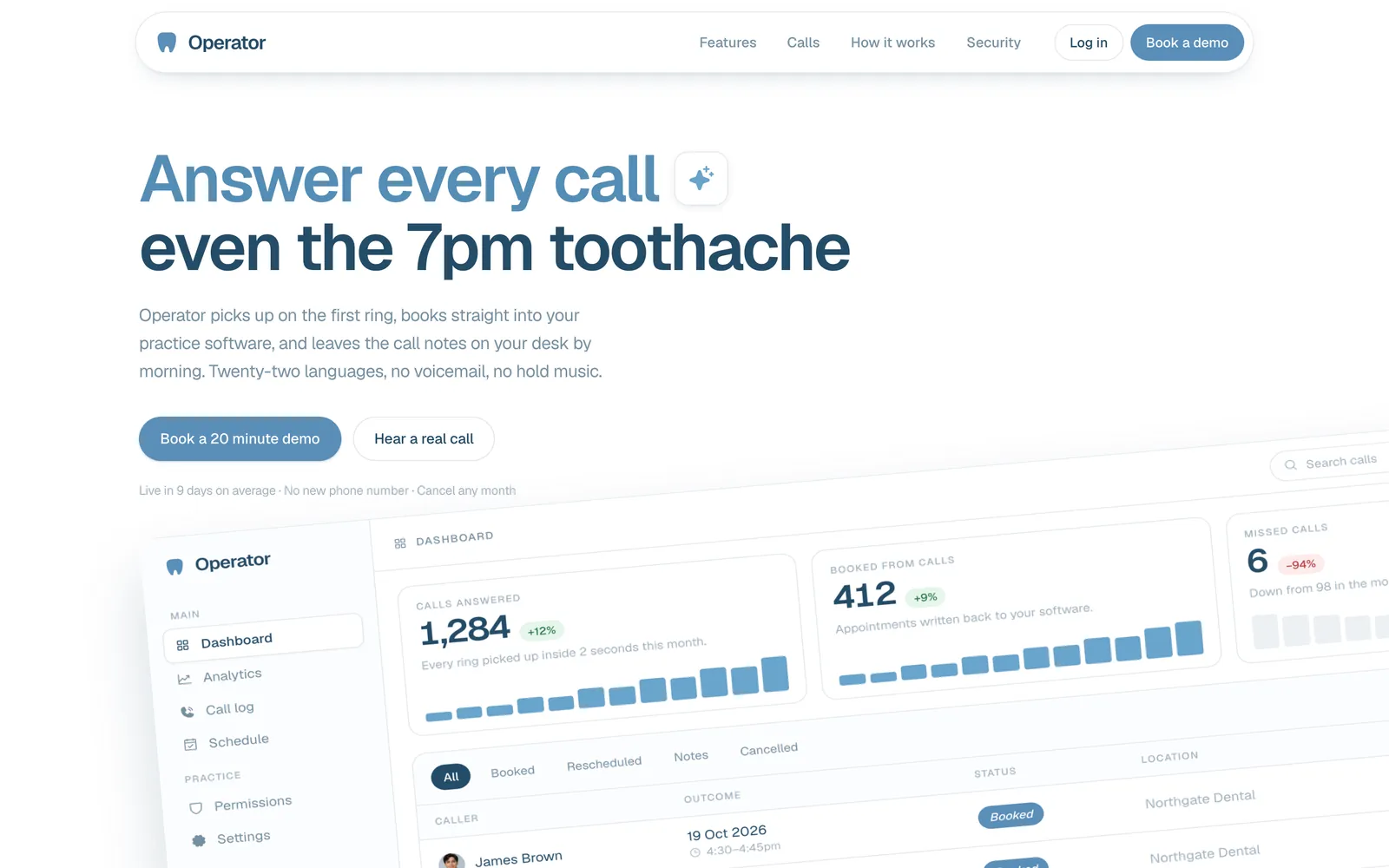 Operator homepage: Answer every call, even the 7pm toothache