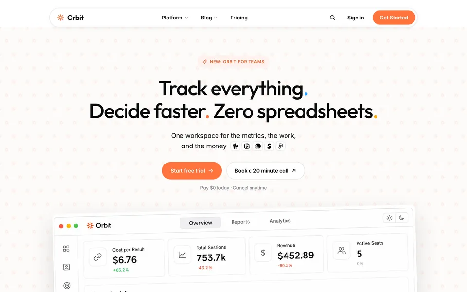 Orbit template homepage