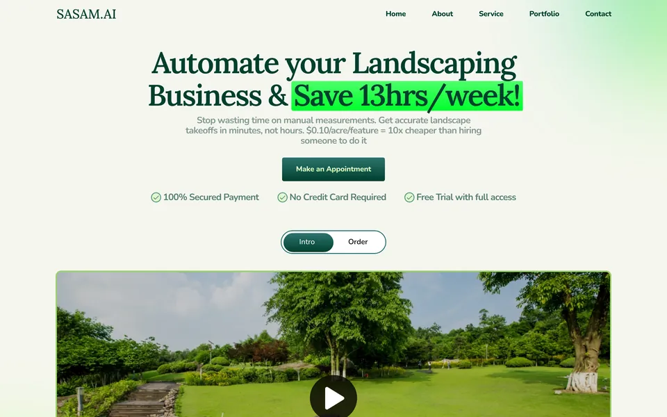 Sasam AI landing page