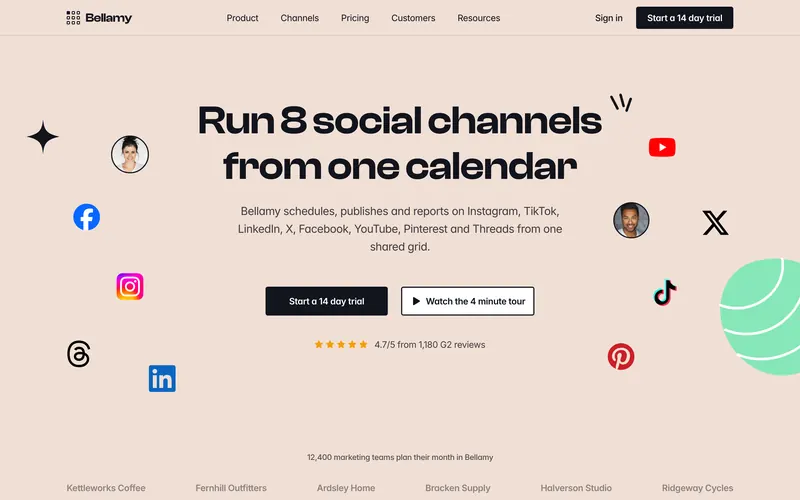 Bellamy, social scheduling template