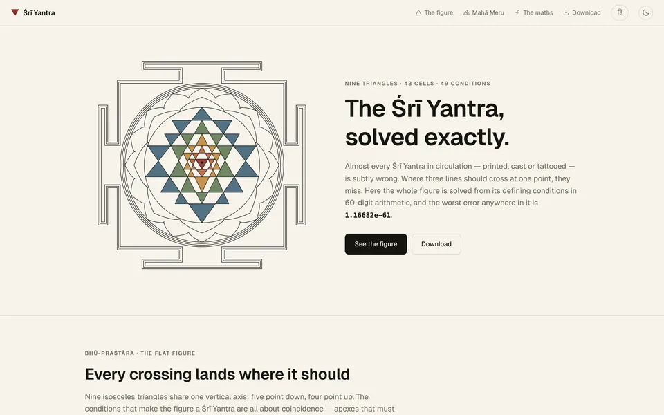 Sri Yantra, solved exactly