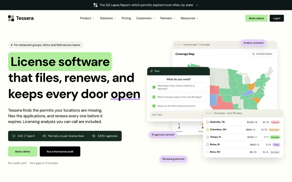 Tessera template homepage