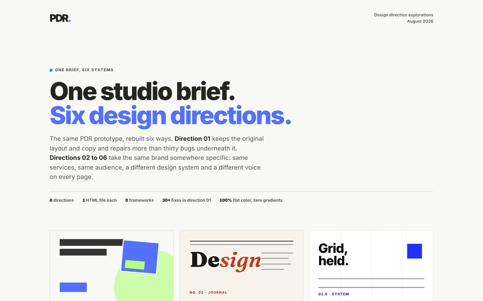 PDR six design directions hub
